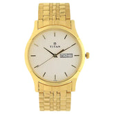 TITAN Silver Dial Yellow Stainless Steel Strap Watch 1636YM01