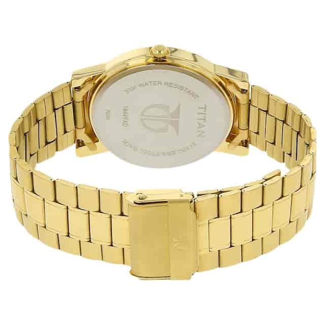 Titan Silver Dial Golden Stainless Steel Strap Watch NP1644YM01 - KRISHNA WATCH COMPANY