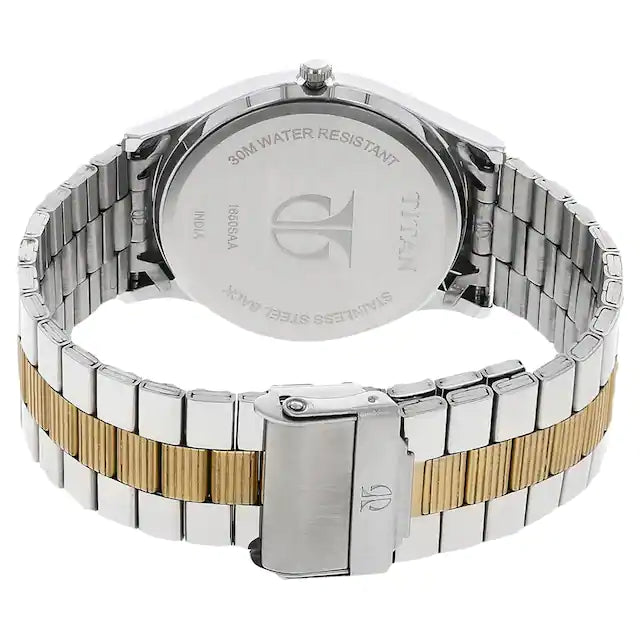 Titan White Dial Two Toned Stainless Steel Strap Watch NN1650BM01 - KRISHNA WATCH COMPANY