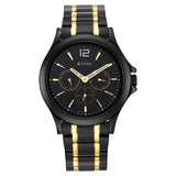 Titan Black & Gold Black Dial Stainless Steel Strap Watch 1698KM02