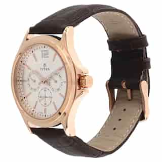 Titan Workwear Watch with White Dial & Leather Strap NQ1698WL01 - KRISHNA WATCH COMPANY