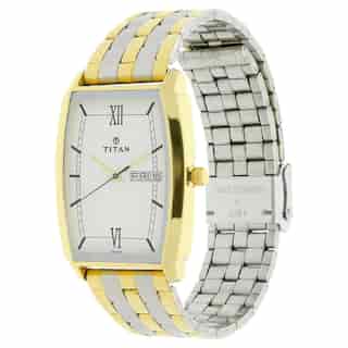 Titan White Dial Two Toned Stainless Steel Strap Watch NP1737BM01 (DG395) - KRISHNA WATCH COMPANY
