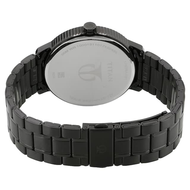 TITAN Black Dial Black Stainless Steel Strap Watch NP1743NM01 - KRISHNA WATCH COMPANY