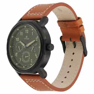 Titan Green Dial Leather Strap Watch NL1753NL01 (DG758) - KRISHNA WATCH COMPANY