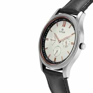 Titan Retrograde White Dial Leather Strap Watch NN1768SL02 - KRISHNA WATCH COMPANY