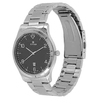 Titan Workwear Watch with Black Dial & Stainless Steel Strap NM1770SM02 (DH331) - KRISHNA WATCH COMPANY