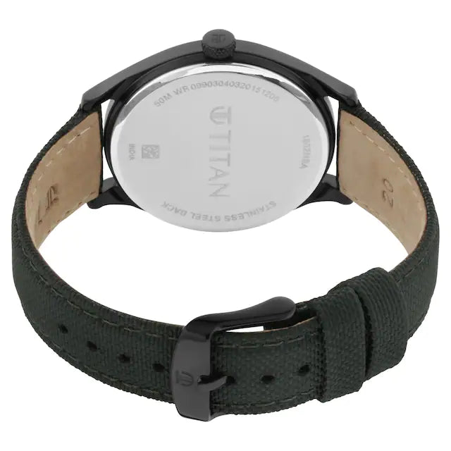 TITAN Workwear Watch with Green Dial & Fabric Strap - 1802NL02