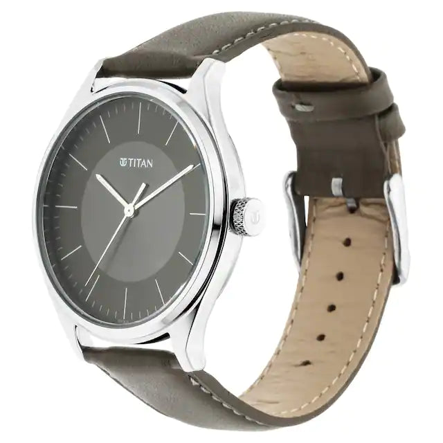 Titan Men's Urban Edge Lustrous Olive Dial Leather Watch - 1802SL08 - KRISHNA WATCH COMPANY