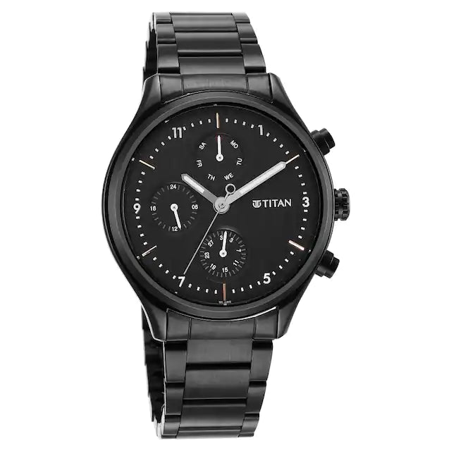 TITAN Black Dial Multifunction Watch for Men - 1803NM01 - KRISHNA WATCH COMPANY