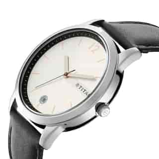 Titan Workwear Watch with Silver Dial & Leather Strap NP1806SL01 (DJ167) - KRISHNA WATCH COMPANY