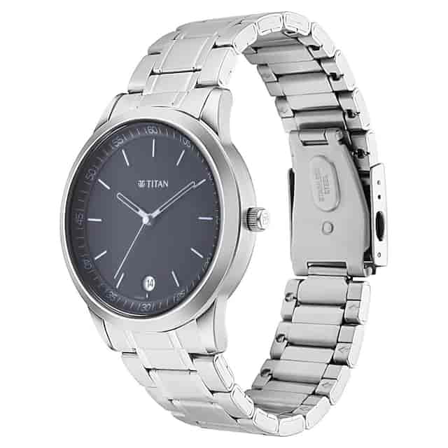 Titan Workwear Watch with Black Dial & Metal Strap - 1806SM02 - KRISHNA WATCH COMPANY