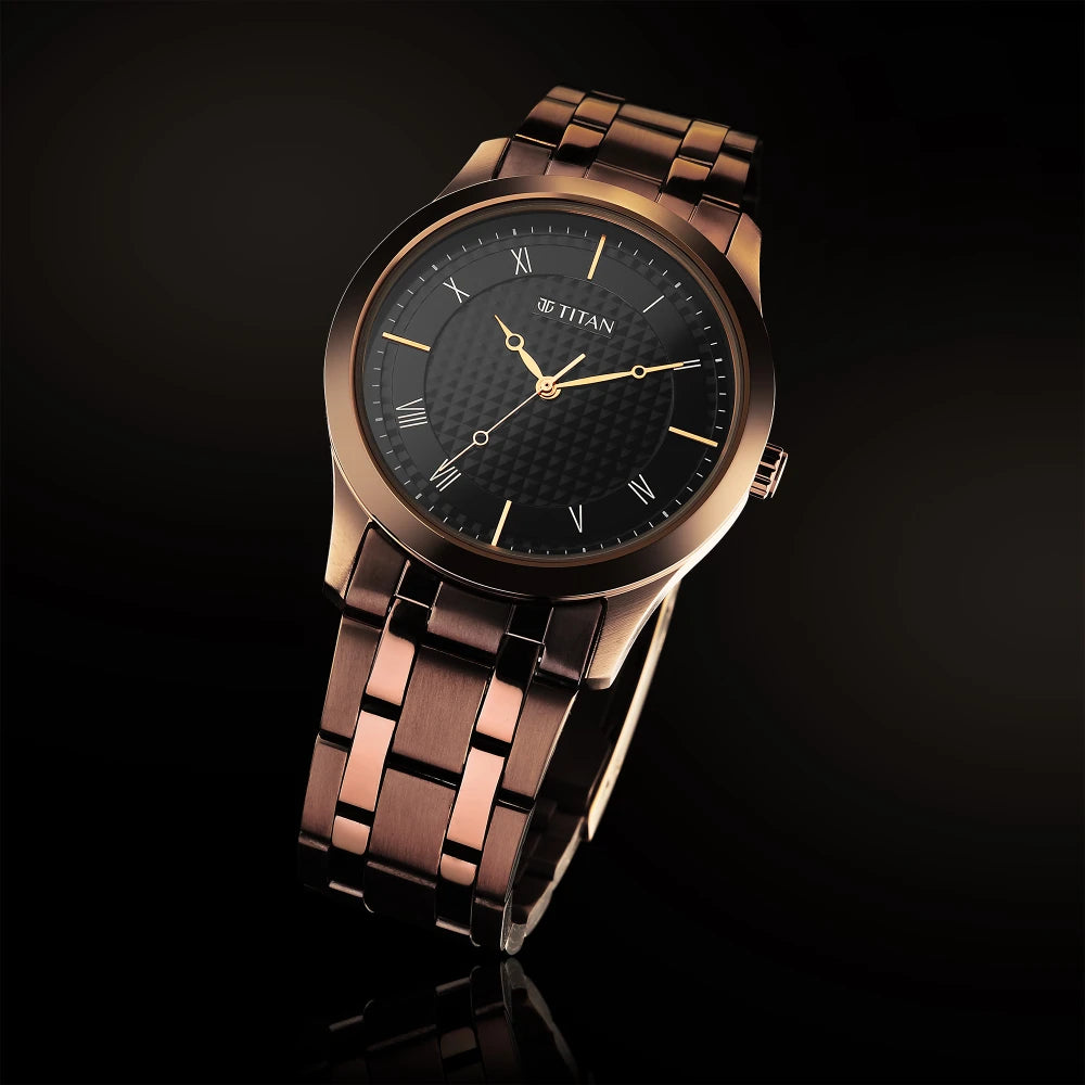 Titan Karishma Black Dial Watch for Men - 1823QM01 - KRISHNA WATCH COMPANY