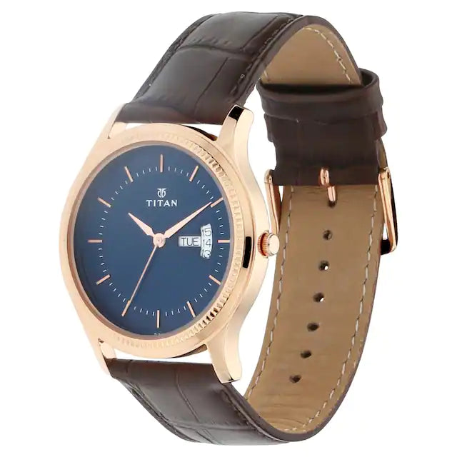 TITAN Blue Dial Leather Strap Watch NP1824WL01 - KRISHNA WATCH COMPANY