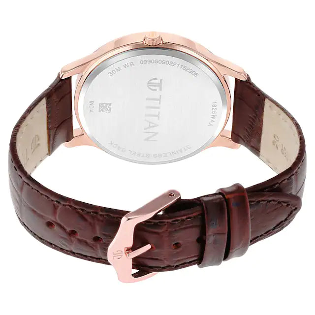 TITAN Rose Gold Dial Leather Strap Watch 1825WL02 - KRISHNA WATCH COMPANY