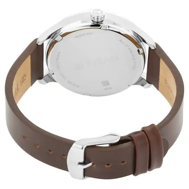 TITAN Evoke White Dial Brown Leather Strap Watch 1833SL02 / NQ1833SL02 - KRISHNA WATCH COMPANY