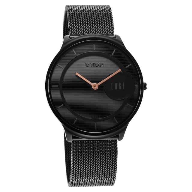 Titan Edge Baseline Black Dial Stainless Steel Strap Watch 1843NM02 (DK553)