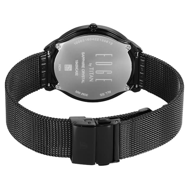Titan Edge Baseline Black Dial Stainless Steel Strap Watch 1843NM02 (DK553) - KRISHNA WATCH COMPANY