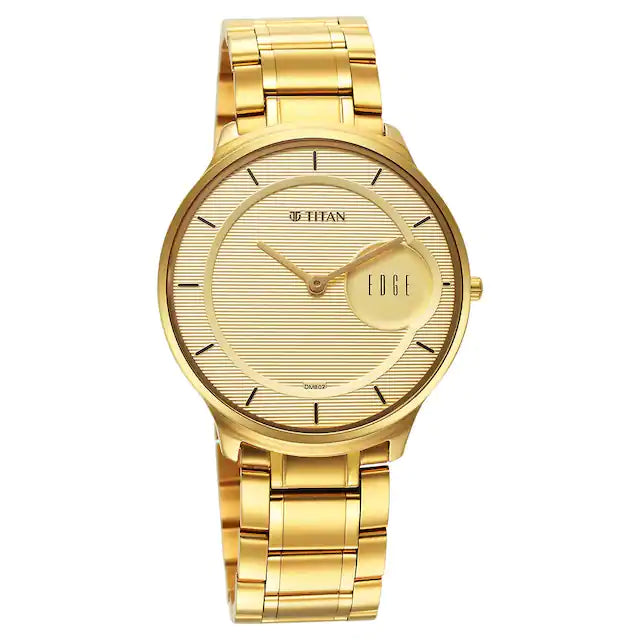 Titan Edge Metal Yellow Dial Stainless Steel Strap - 1843YM02 - KRISHNA WATCH COMPANY