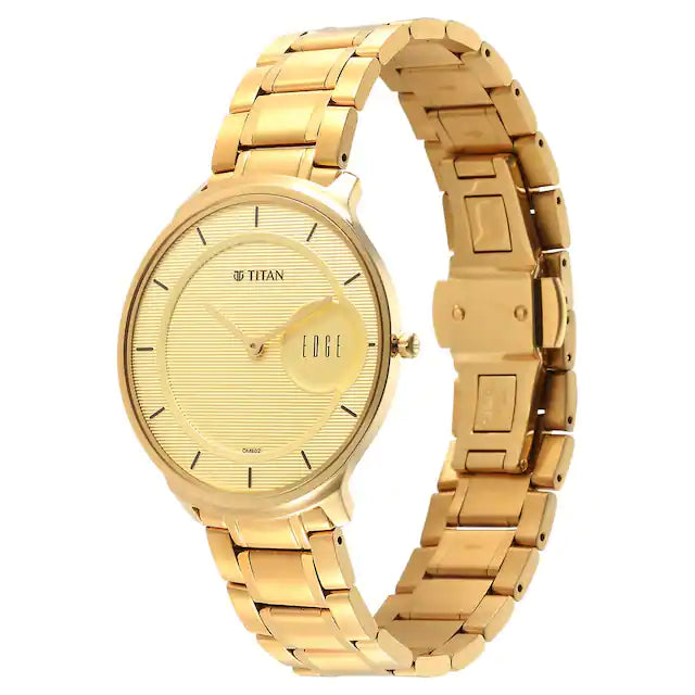 Titan Edge Metal Yellow Dial Stainless Steel Strap - 1843YM02 - KRISHNA WATCH COMPANY