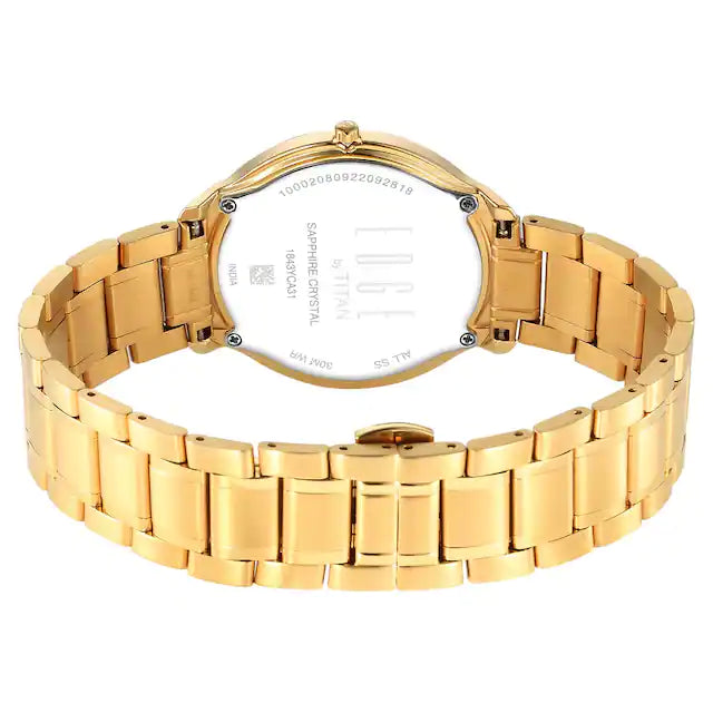 Titan Edge Metal Yellow Dial Stainless Steel Strap - 1843YM02 - KRISHNA WATCH COMPANY