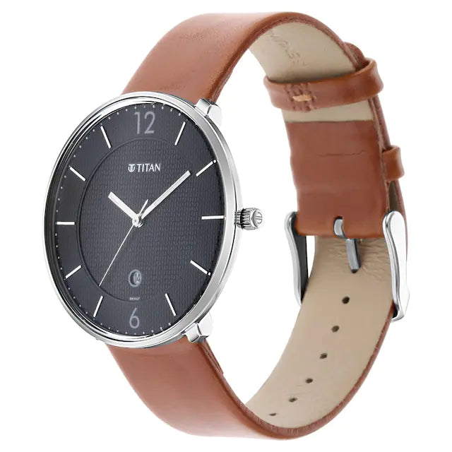 TITAN Workwear Watch with Black Dial & Leather Strap 1849SL01 - KRISHNA WATCH COMPANY