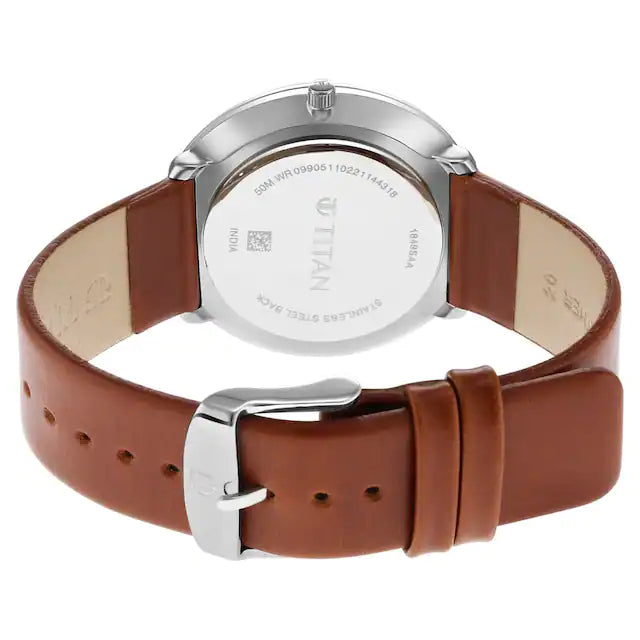 TITAN Workwear Watch with Black Dial & Leather Strap 1849SL01 - KRISHNA WATCH COMPANY