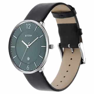Titan Workwear Watch with Green Dial & Leather Strap 1849SL02 (DK968) - KRISHNA WATCH COMPANY