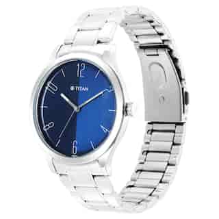 Titan Workwear Blue Dial Stainless Steel Strap Watch - 1865SM01 - KRISHNA WATCH COMPANY