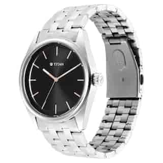 Titan Workwear Black Dial Stainless Steel Strap Watch - 1866SM01 - KRISHNA WATCH COMPANY