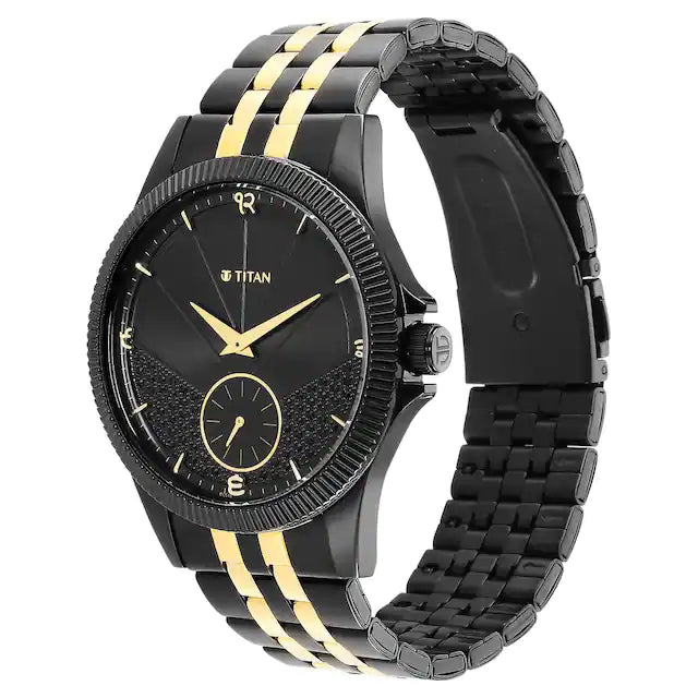 TITAN Punjab Collection Black Dial Two Toned Stainless Steel Strap Watch 1868KM01 - KRISHNA WATCH COMPANY