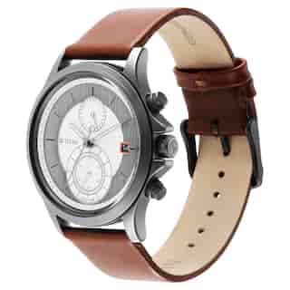 Titan Workwear Silver Dial Brown Leather Strap Watch NP1870QL01 - KRISHNA WATCH COMPANY