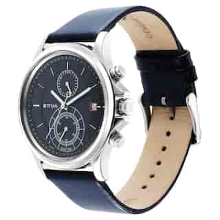 Titan Workwear Blue Dial Blue Leather Strap Watch - 1870SL01