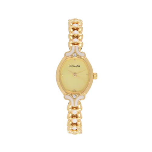 Champagne Dial Golden Metal Strap Watch NR8068YM02 - KRISHNA WATCH COMPANY