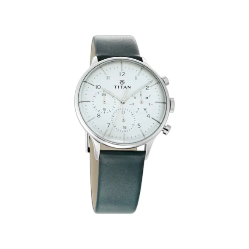 TITAN On Trend White Dial Leather Strap Watch - 90102SL03 - KRISHNA WATCH COMPANY