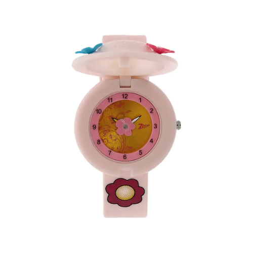 Golden Dial Pink Plastic Strap Watch - 4032PP01 - KRISHNA WATCH COMPANY