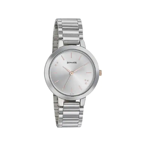 Sonata Play With Silver Dial Stainless Steel Strap Watch NR8141KM02 - KRISHNA WATCH COMPANY