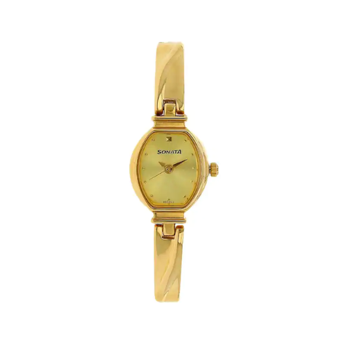 Sonata Champagne Dial Golden Metal Strap Watch - 8111YM01 - KRISHNA WATCH COMPANY