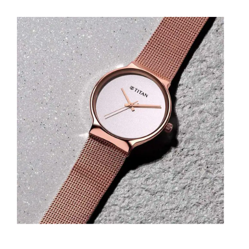Titan Slimline Silver Dial Rose Gold Watch - 95141WM01 - KRISHNA WATCH COMPANY