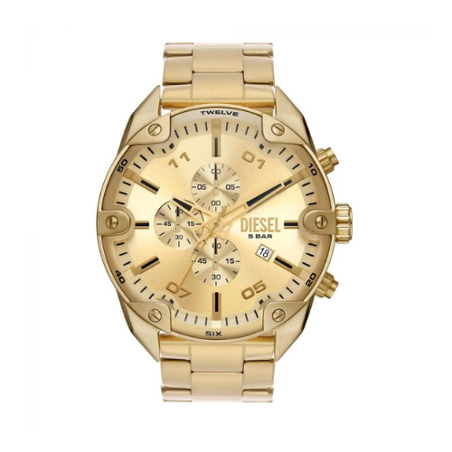 Diesel Men Spiked Round Gold Watches DZ4608 - KRISHNA WATCH COMPANY