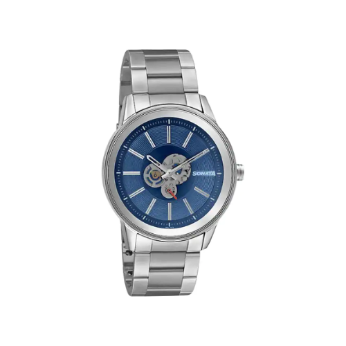 Sonata Unveil Watch With Blue Dial Brass Strap NR7133SM02 - KRISHNA WATCH COMPANY