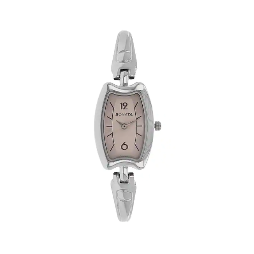 Sonata Pink Dial Silver Metal Strap Watch 8116SM02 - KRISHNA WATCH COMPANY