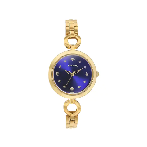 Sonata Cobalt Blue Dial Stainless Steel Strap Watch 8147YM05 - KRISHNA WATCH COMPANY