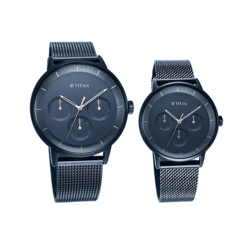 Titan Modern Bandhan Blue Dial Stainless Steel Strap Watch 9400694206QM01 / NS9400694206QM01P - KRISHNA WATCH COMPANY