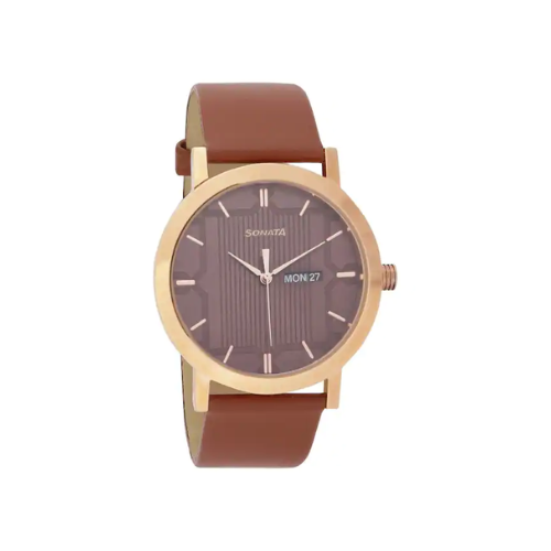 Utsav Brown Dial Leather Strap Watch NR77108WL02 - KRISHNA WATCH COMPANY
