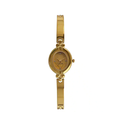 Sonata Champagne Dial Golden Metal Strap Watch NR8093YM01 - KRISHNA WATCH COMPANY