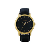 Sonata Sleek Black Dial Leather Strap 7128YL01