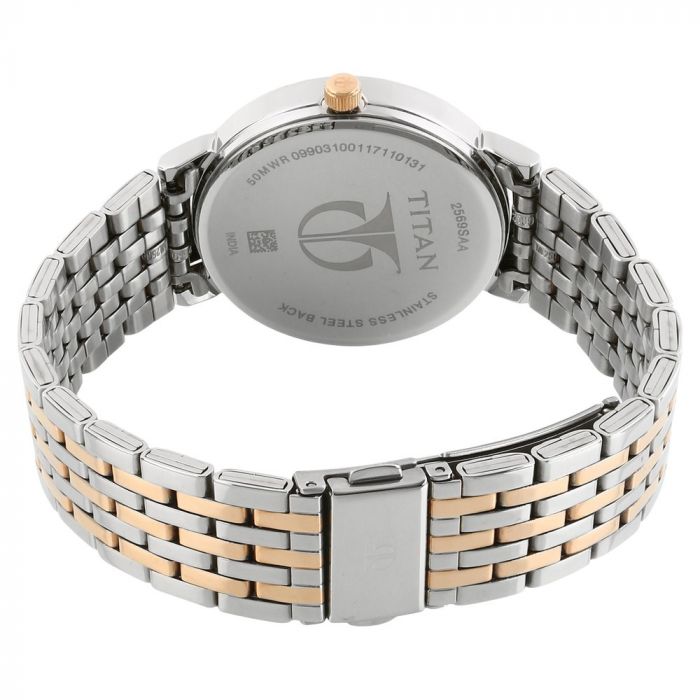 TITAN Workwear Watch with Rose Gold Dial & Stainless Steel Strap 2569KM02(DG712) - KRISHNA WATCH COMPANY