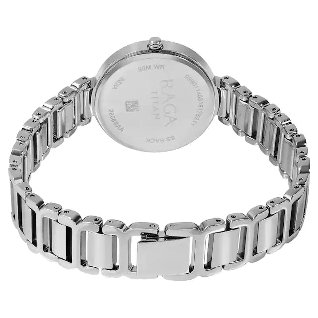 TITAN Raga Viva White Dial Metal Strap Watch 2608SM01 - KRISHNA WATCH COMPANY