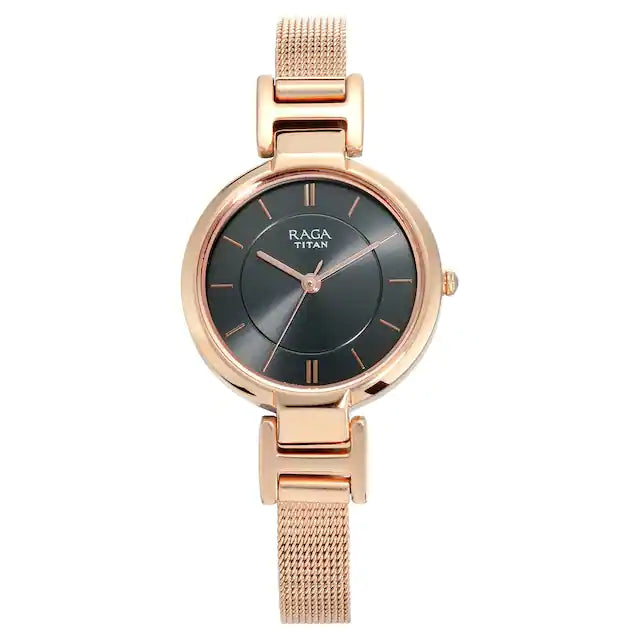 TITAN Raga Viva Anthracite Dial Metal Strap Watch - 2608WM02 - KRISHNA WATCH COMPANY