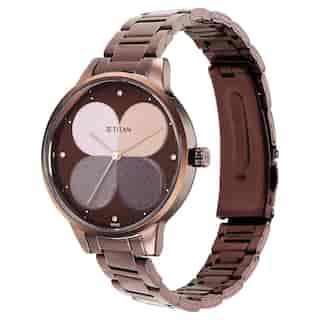 Titan Purple Glam It Up Brown Dial Stainless Steel Strap Watch - 2648QM01 - KRISHNA WATCH COMPANY